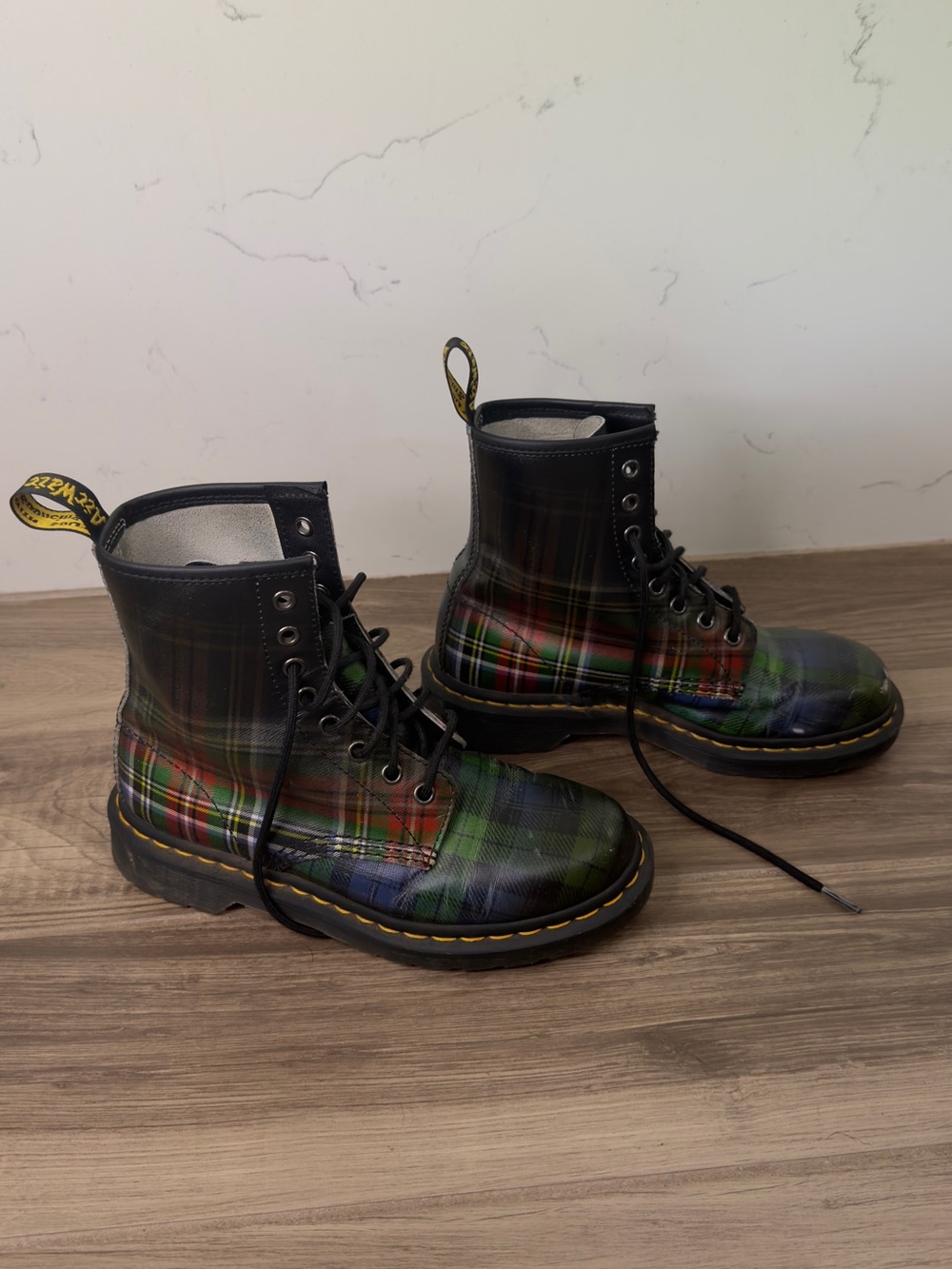 Dr. Martens 1460 TARTAN LEATHER LACE UP BOOTS Size 7 - Picture 6 of 14